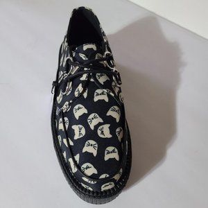 T.U.K Viva Mondo Black Vegan Textile Retro Creeper All Kitty Shoes W 6/M4